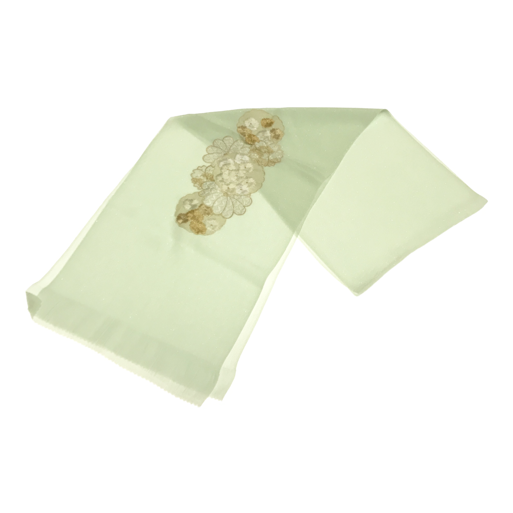 【帯揚】刺繍　水色