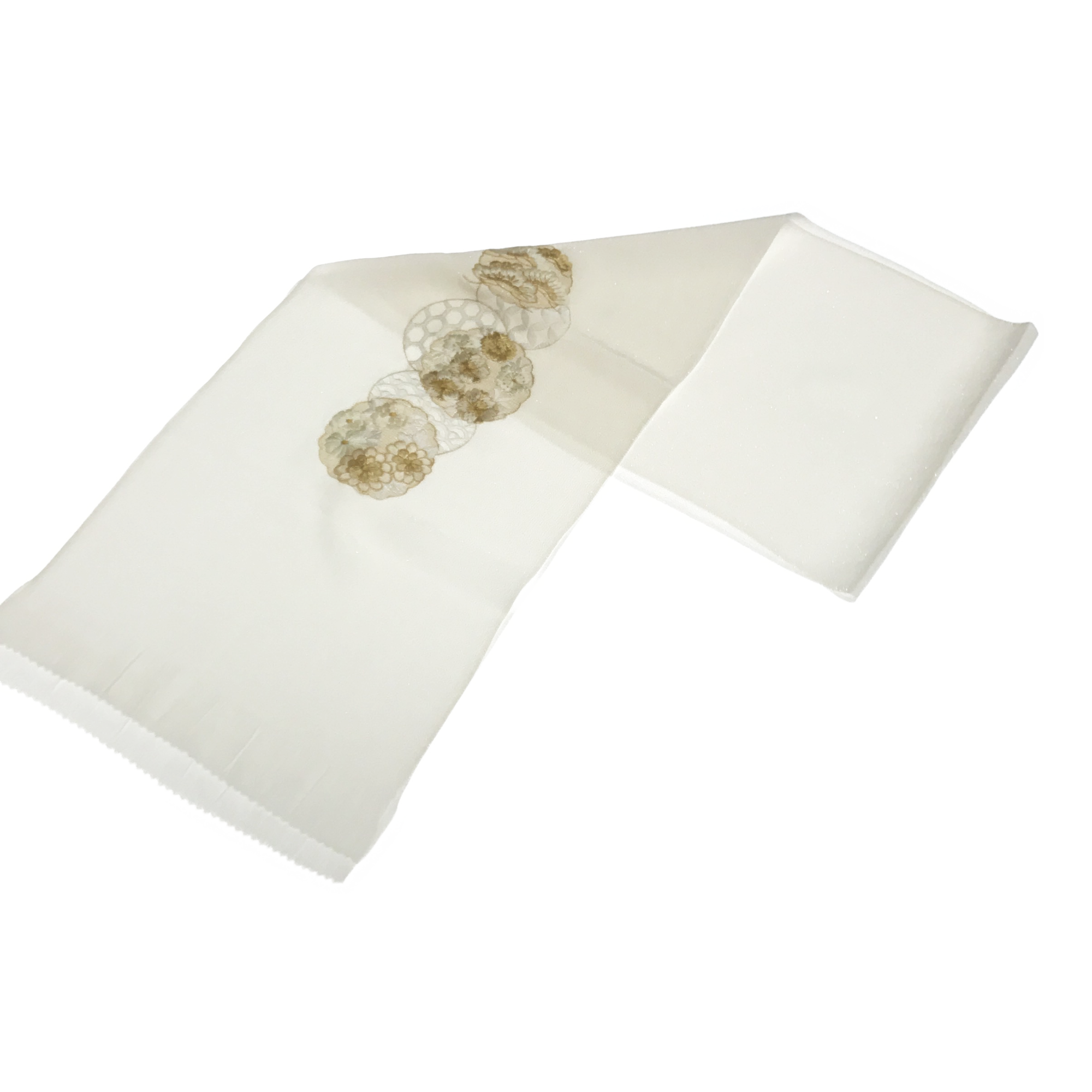 【帯揚】刺繍　白