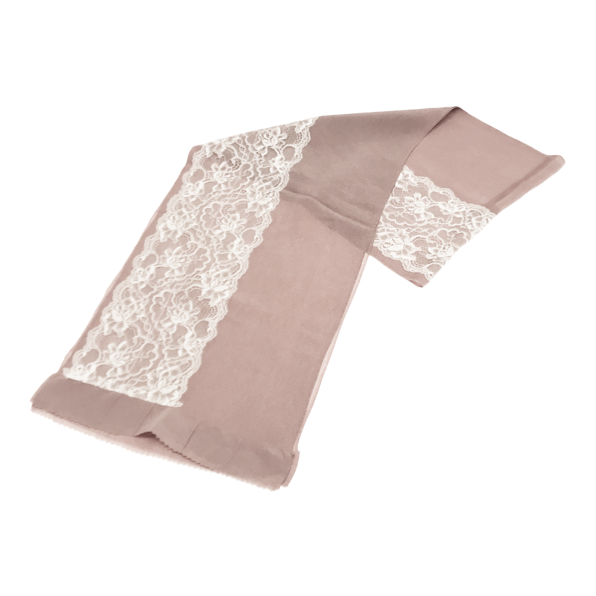 【帯揚】ﾚｰｽ付　ﾋﾟﾝｸ×白ﾚｰｽ