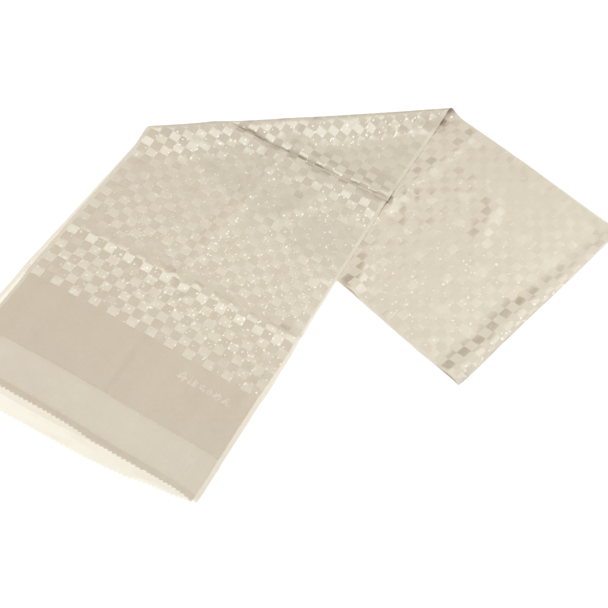 【帯揚】市松金彩　ﾍﾞｰｼﾞｭ